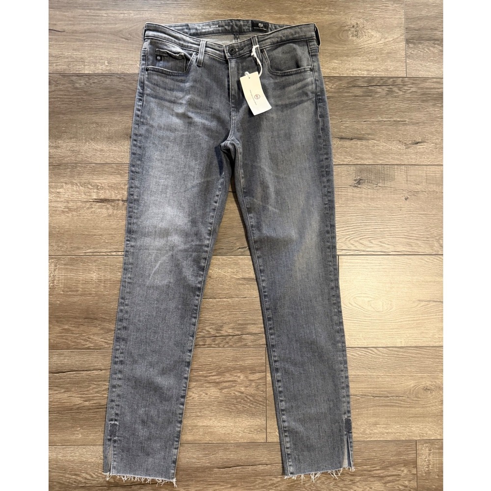 AG Adriano Goldschmied The‎ Prima Ankle Jeans Gray Luna Cigarette Raw Hem 26